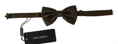 Dolce & Gabbana Elegant Brown Polka Dot Silk Bow Tie