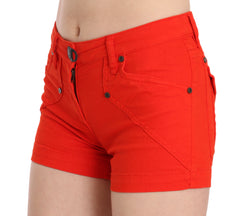 Chic Mid Waist Mini Shorts in Vibrant Orange