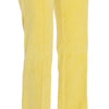 Just Cavalli Chic Yellow Corduroy Mid Waist Pants