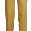 Just Cavalli Mustard Mid Waist Tailored Cotton Pants