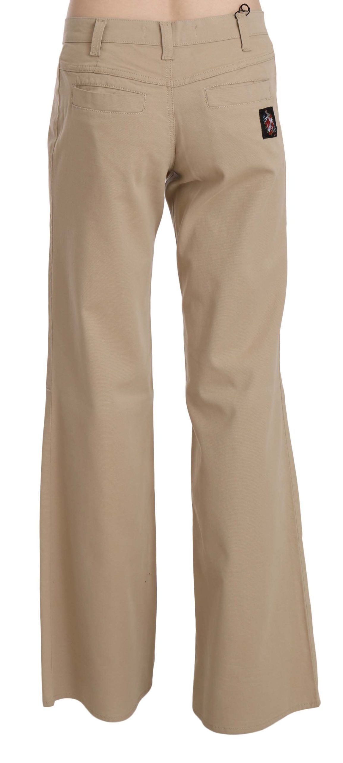 Just Cavalli Beige Mid Waist Flared Luxury Trousers