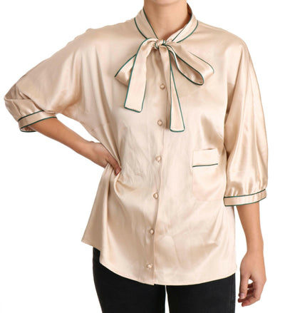 Dolce & Gabbana Elegant Beige Silk Blend Blouse Top