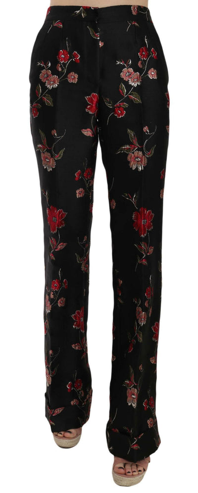 Dolce & Gabbana Elegant Floral Print Boot Cut Trousers