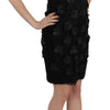 John Richmond Elegant Black Sheath Silk Dress