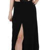 John Richmond Elegant Flare Maxi Evening Dress with Crystal Accents