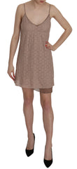 Beige A-Line Spaghetti Strap Mini Dress