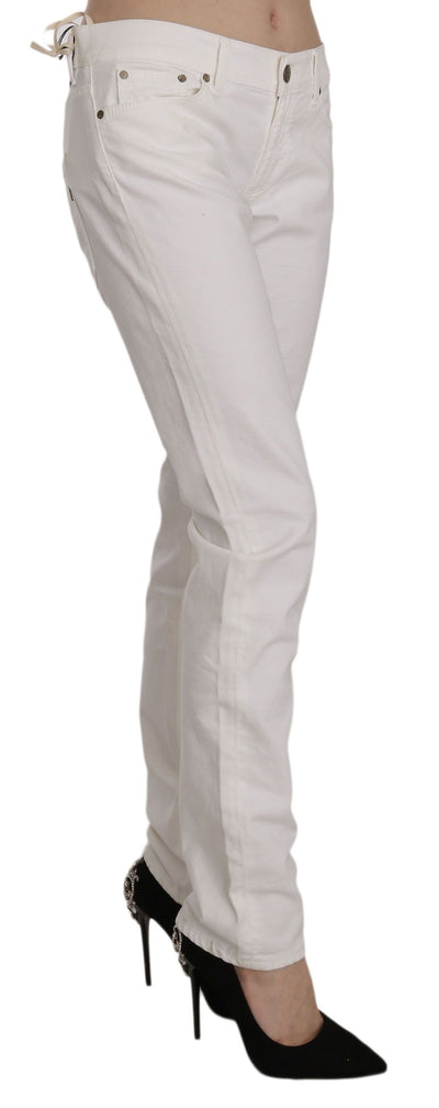 Dondup Chic White Skinny Cotton Blend Pants