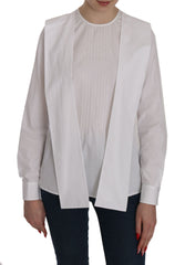 Elegant White Cotton Crew Neck Top