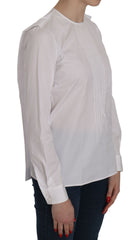 Elegant White Cotton Crew Neck Top