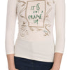 Exte Elegant White Long Sleeve Crew Neck Top