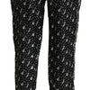 Dolce & Gabbana Elegant Black Musical Instrument Print Silk Pants