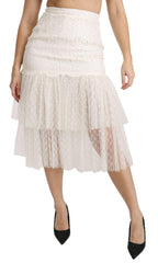 Dolce & Gabbana Elegant White Lace High-Waist Skirt