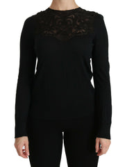 Dolce & Gabbana Elegant Silk-Blend Black Lace Blouse