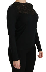 Dolce & Gabbana Elegant Silk-Blend Black Lace Blouse