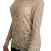 Dolce & Gabbana Elegant Beige Lace Crew Neck Cashmere Blouse