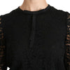 Dolce & Gabbana Elegant Black Lace Crew Neck Blouse