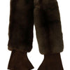 Dolce & Gabbana Elegant Brown Fur & Leather Elbow-Length Gloves