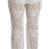 Dolce & Gabbana Elegant White Lace High Waist Pants