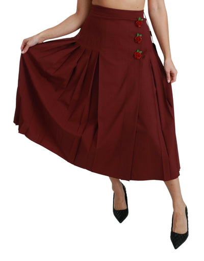 Dolce & Gabbana Elegant Red High Waist Virgin Wool Skirt