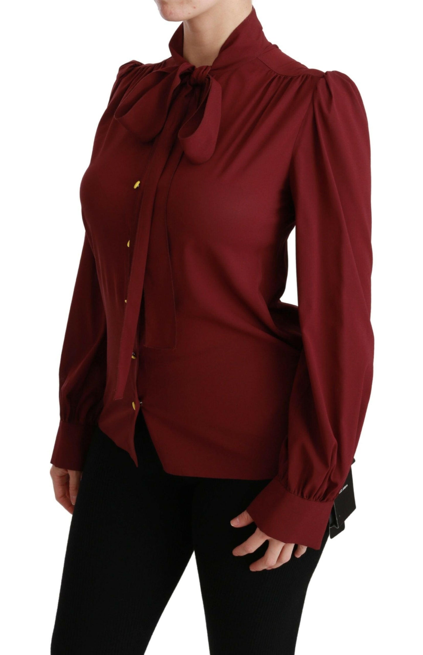 Dolce & Gabbana Elegant Maroon Silk Blend Polo Blouse