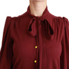 Dolce & Gabbana Elegant Maroon Silk Blend Polo Blouse