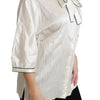 Dolce & Gabbana Elegant Beige Silk Blouse with Bow Scarf