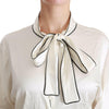 Dolce & Gabbana Elegant Beige Silk Blouse with Bow Scarf