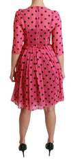 Dolce & Gabbana Elegant Polka Dot A-Line Knee Length Dress