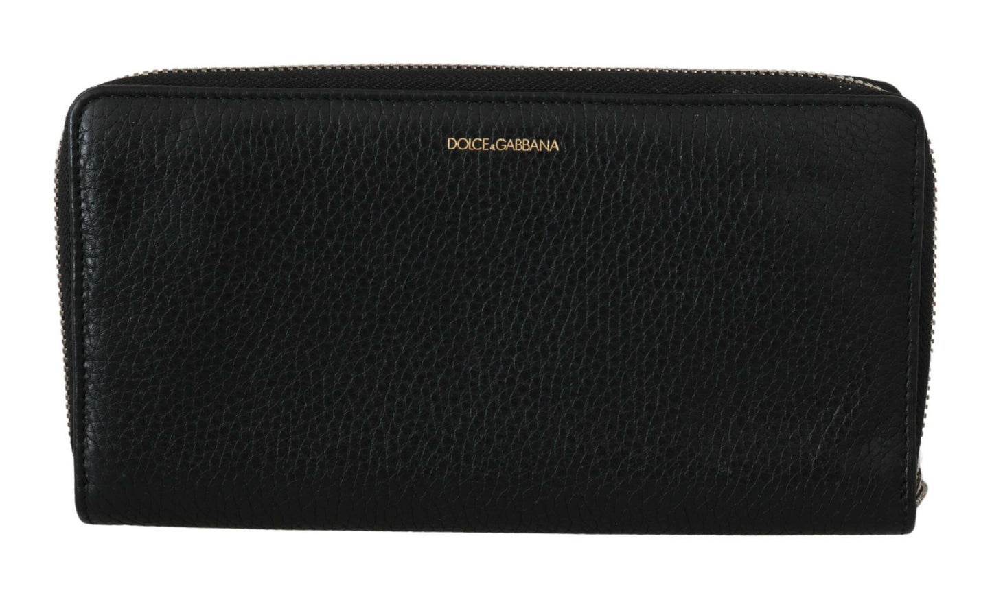 Dolce & Gabbana Elegant Black Leather Zip Continental Wallet