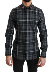 Dolce & Gabbana Elegant Gray Checkered Martini Dress Shirt