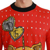 Dolce & Gabbana Elegant Red Crystal-Embellished Pullover Sweater