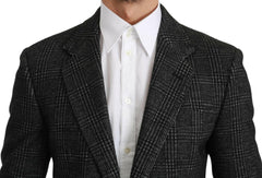 Dolce & Gabbana Elegant Gray Plaid Slim Fit Blazer