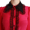 Dolce & Gabbana Silk Blend Lace Detail Blouse in Pink