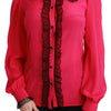 Dolce & Gabbana Silk Blend Lace Detail Blouse in Pink