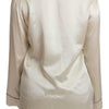 Dolce & Gabbana Elegant Beige Silk Satin Blouse with QUEEN Embroidery