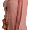 Dolce & Gabbana Elegant Pink Lace Silk Blouse with Gold Sequins