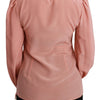 Dolce & Gabbana Elegant Pink Lace Silk Blouse with Gold Sequins