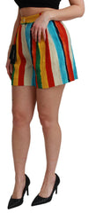 Multicolor Striped High-Waist Shorts