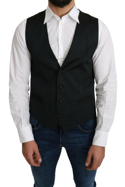 Dolce & Gabbana Elegant Silk Formal Gray Vest