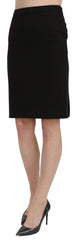 Chic High Waist Black Linen Skirt