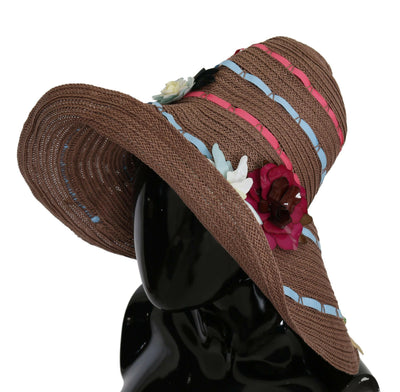 Dolce & Gabbana Elegant Floppy Straw Hat with Floral Accents