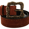 Dolce & Gabbana Elegant Suede Leather Belt with Gold Studs