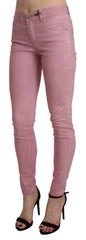 Chic Pink Mid Waist Skinny Jeans