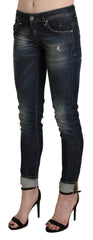 Chic Dark Blue Skinny Cropped Jeans