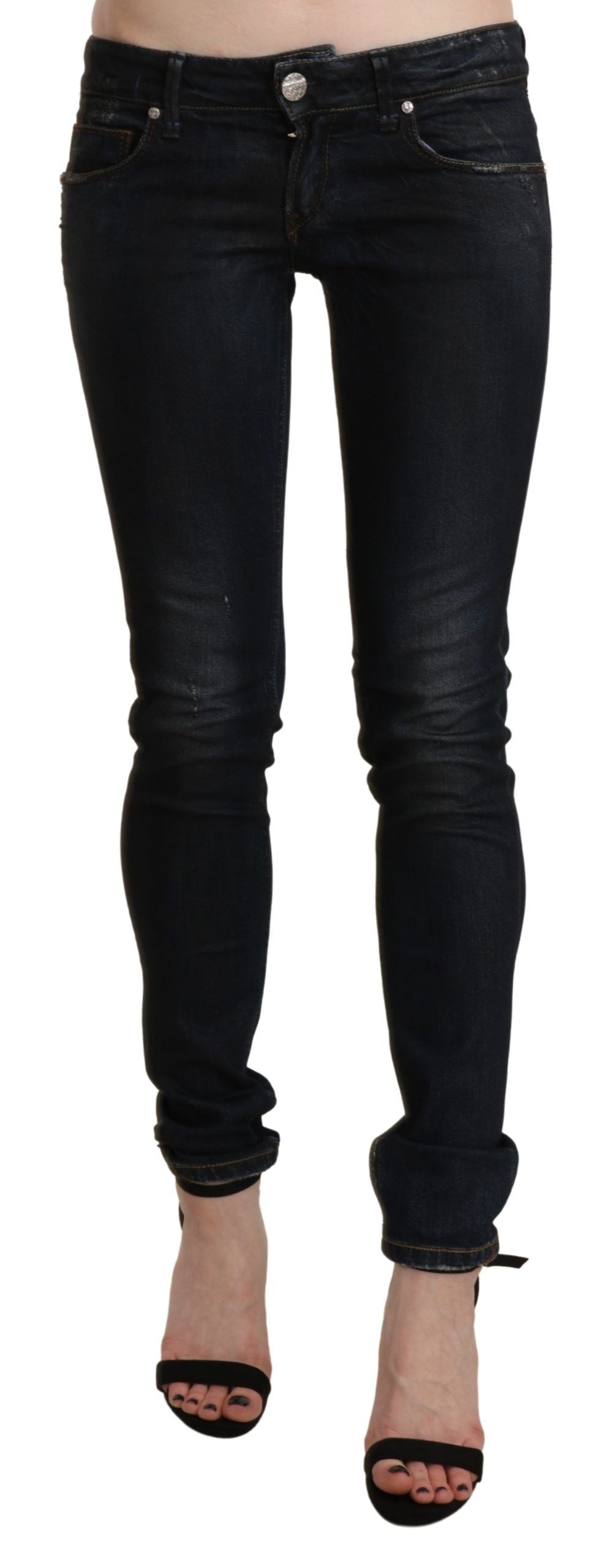 Chic Low Waist Skinny Black Jeans