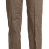 BENCIVENGA Elegant High Waist Straight Pants in Brown