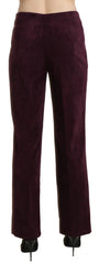 Elegant High Waist Straight Purple Pants