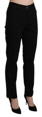 Elegant High Waist Straight Black Trousers