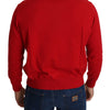 Billionaire Italian Couture Iconic Embroidered Red Wool Sweater