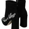 Dolce & Gabbana Embroidered Ankle Boots in Lambskin Suede